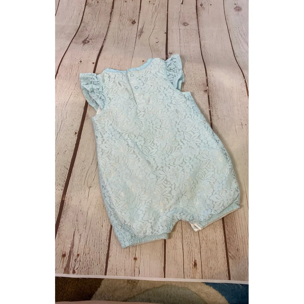 Cat & Jack Ice Blue Lace Fully Lined Baby Romper